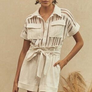 Christy Lynn Madeline play suit, Ivory, Large